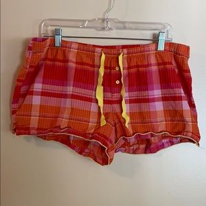 Pink & Orange Plaid Boxer Sleep Shorts